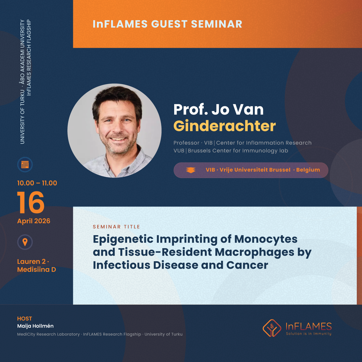 Guest seminar by Professor Jo van Ginderacther: Epigenetic imprinting of monocytes and tissue-resident macrophages by infectious disease and cancer